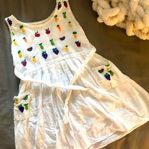 Girls White Linen Dress made in Mexico